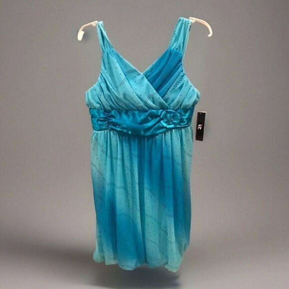 IZ Amy Byer New With Tags Teal Glitter Sparkle Dress Girls Size 14
